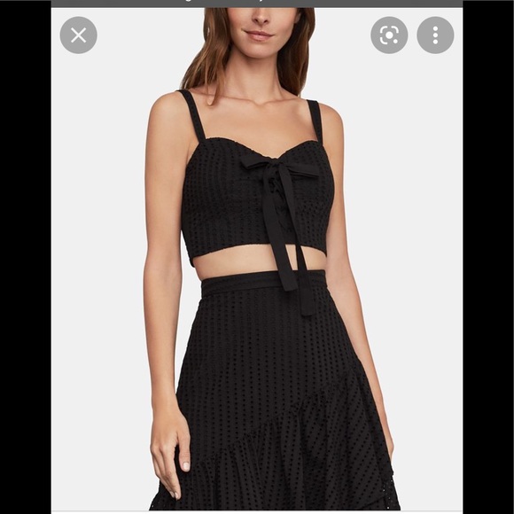 BCBGMAXAZRIA Womens Eyelet Lace-Up Crop Top - Picture 1 of 3
